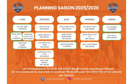 Les plannings 2025/2026 sont arrivés !